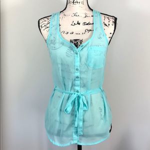 Sheer Sea Foam Green Racerback Tank